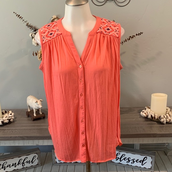 French Laundry Coral Sleeveless Blouse - Picture 1 of 3